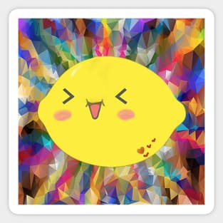 Fruit Lemon on Colorful Background Funny Happy Sour Face Accessory Gift Sticker